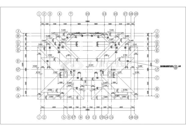 某二层框架结构简欧风格斜屋顶森林住宅别墅设计cad全套建筑施工图（标注详细）-图一