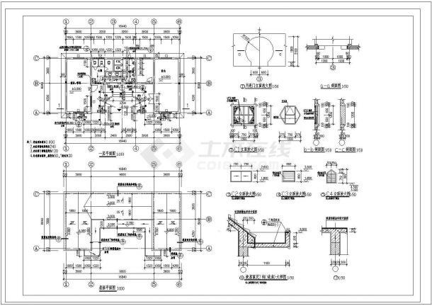 某亭廊建筑CAD设计详细施工图-图一