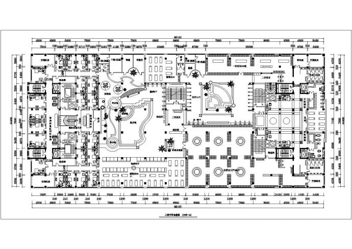 长春市某高档洗浴中心平面布局设计CAD图纸_图1