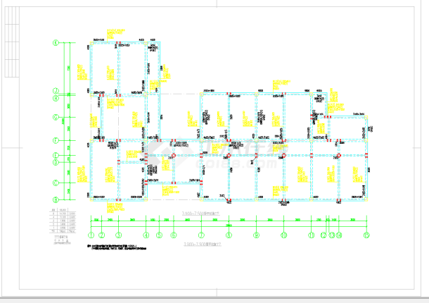 某地高层混合结构小办公楼设计施工图CAD图纸-图二