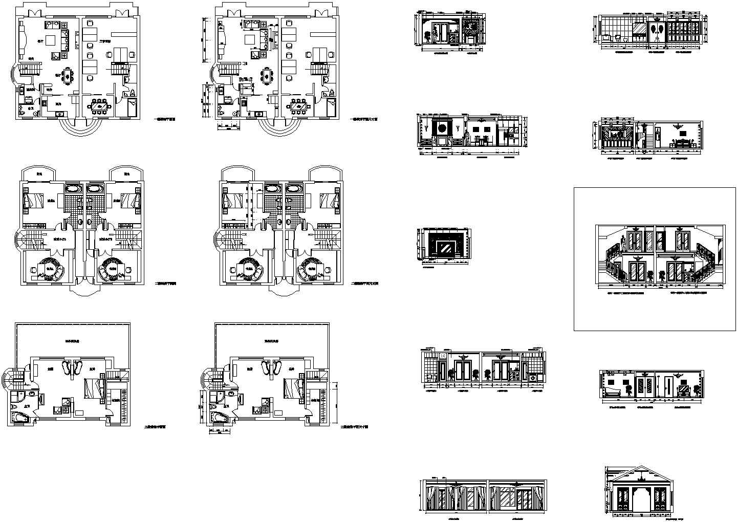 某经济开发区别墅区建筑全套装修设计CAD图纸