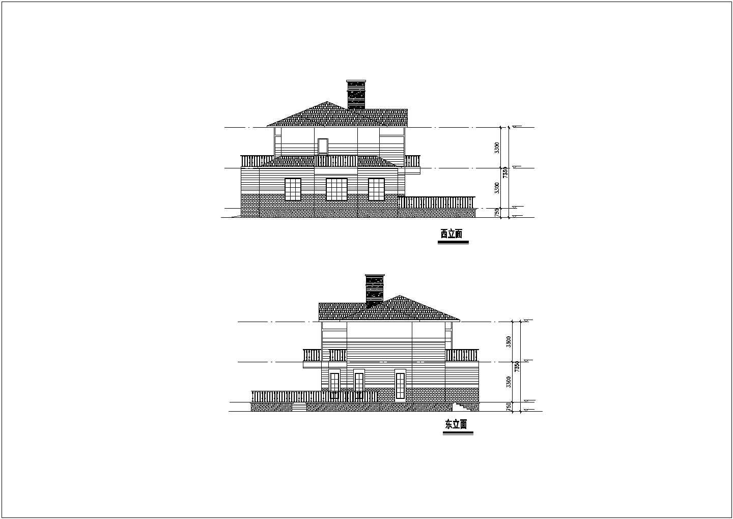 某城市高级居住别墅建筑设计CAD图纸