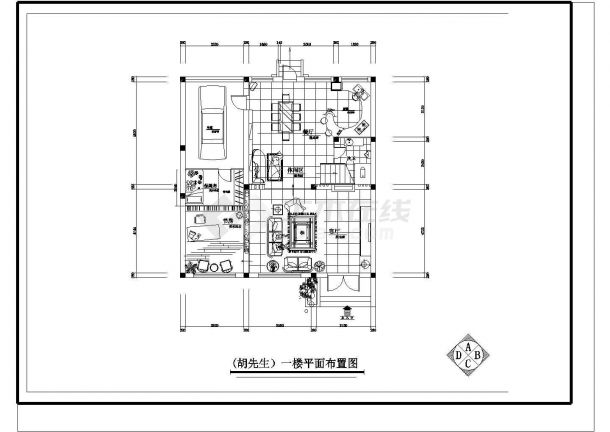 某城市花园式小区居住别墅室内装修设计CAD图纸-图二