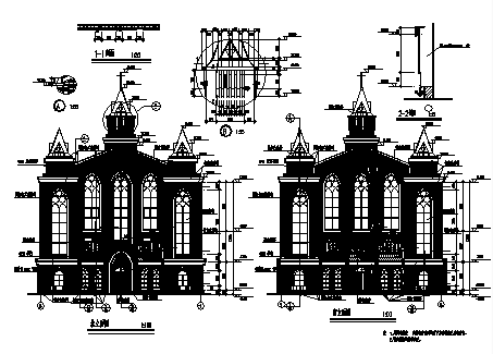 某二层带夹层教堂建筑施工cad图，共八张_图1