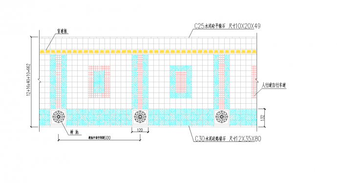 某地彩色人行道板铺装节点构造详图CAD图纸_图1