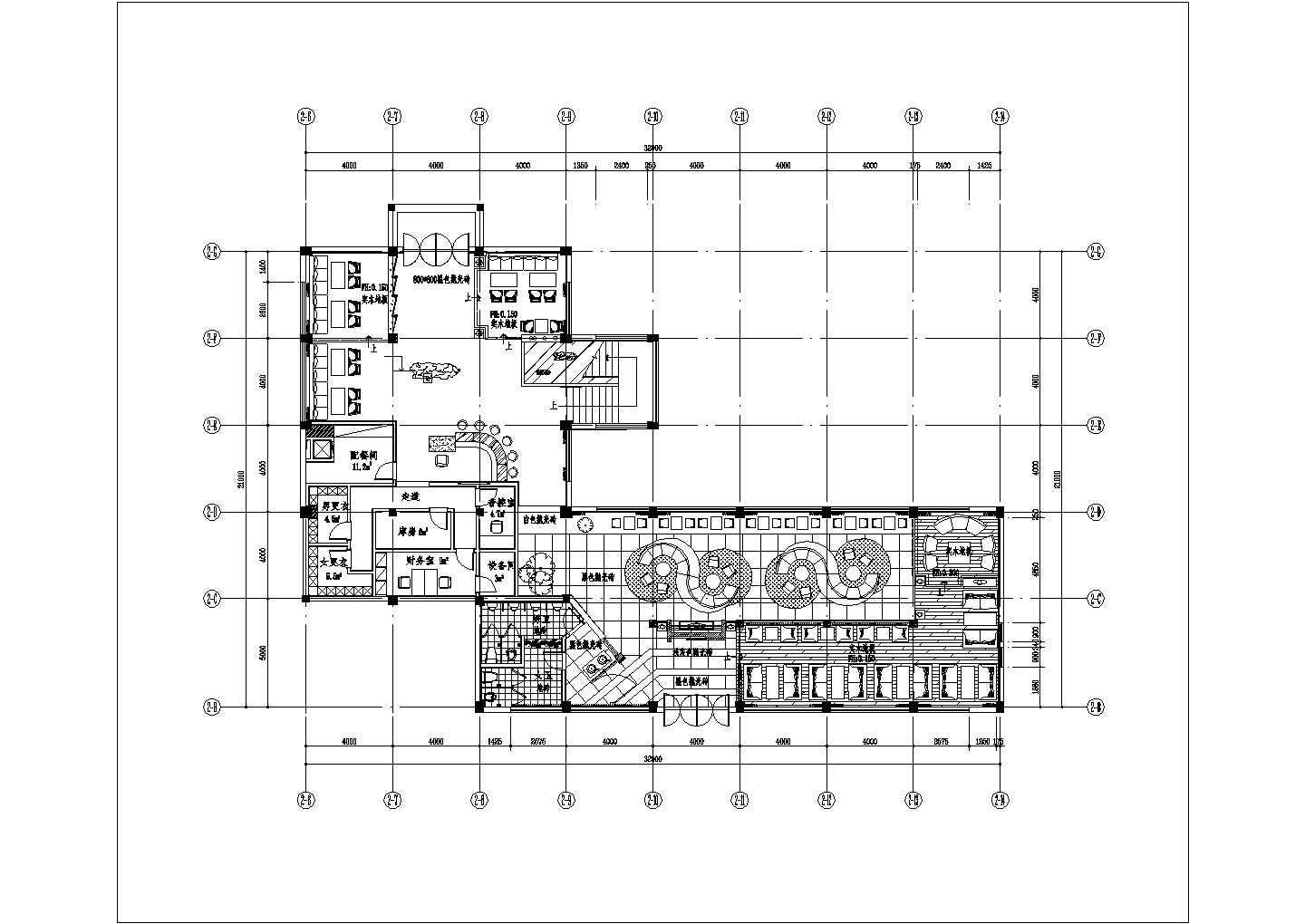 某咖啡馆建筑CAD一层总平面图设计节点图