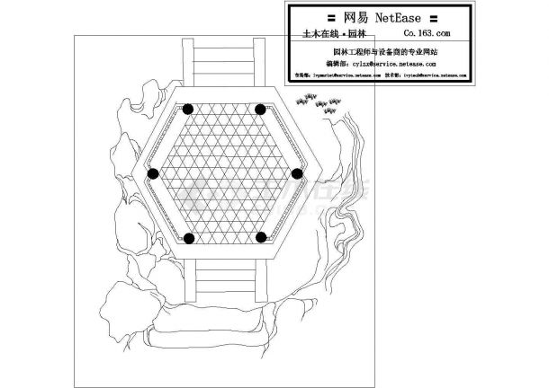 盐城市某风景区内部小型古典六角亭平立面设计CAD图纸-图一