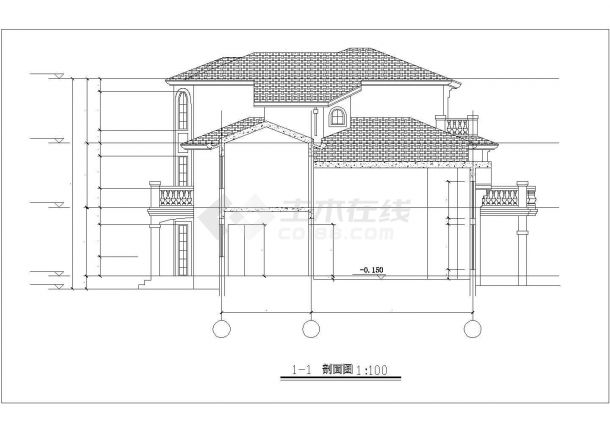 阜阳市某现代村镇3层框混结构独栋别墅全套建筑设计CAD图纸-图一
