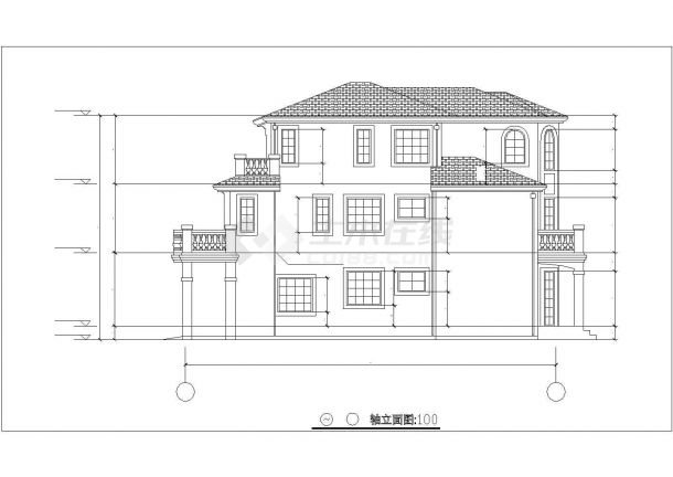 阜阳市某现代村镇3层框混结构独栋别墅全套建筑设计CAD图纸-图二