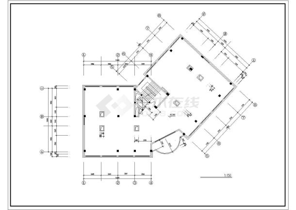 某地区城市酒店建筑设计cad方案图纸-图一