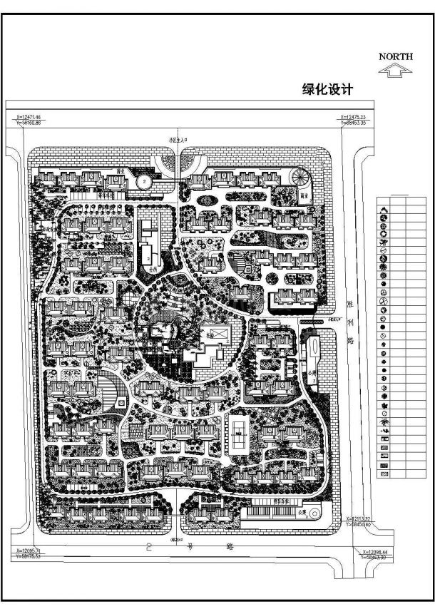某现代小区绿化规划详细设计施工方案CAD图纸-图一