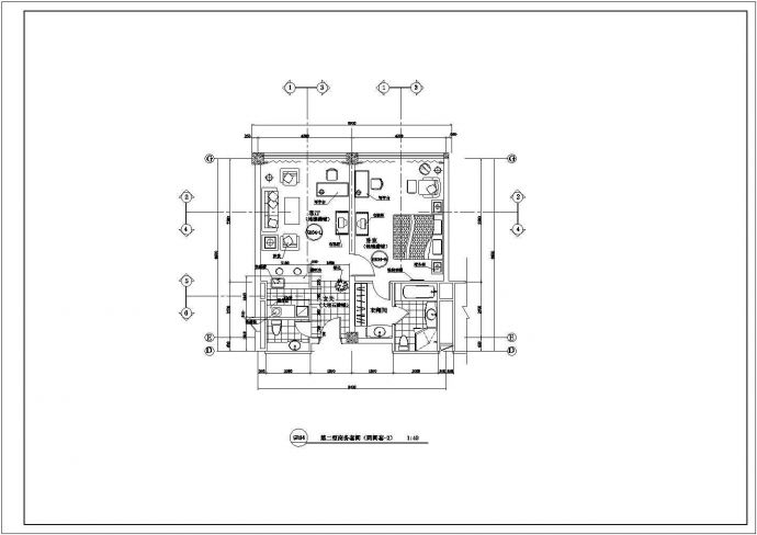 某市区大酒店客房设计CAD平面布置参考图_图1