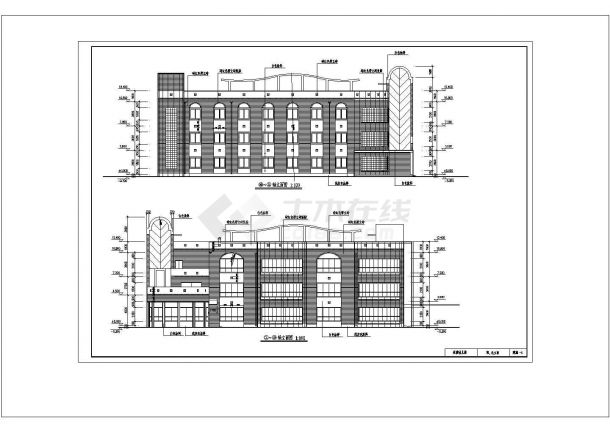 2252.5平米三层框混幼儿园建筑施工cad图，共七张-图二