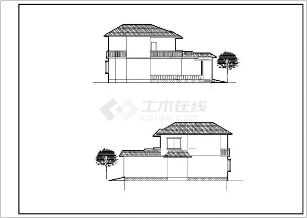 沧州市广宏村某2层砖混结构单体别墅全套建筑设计CAD图纸-图二