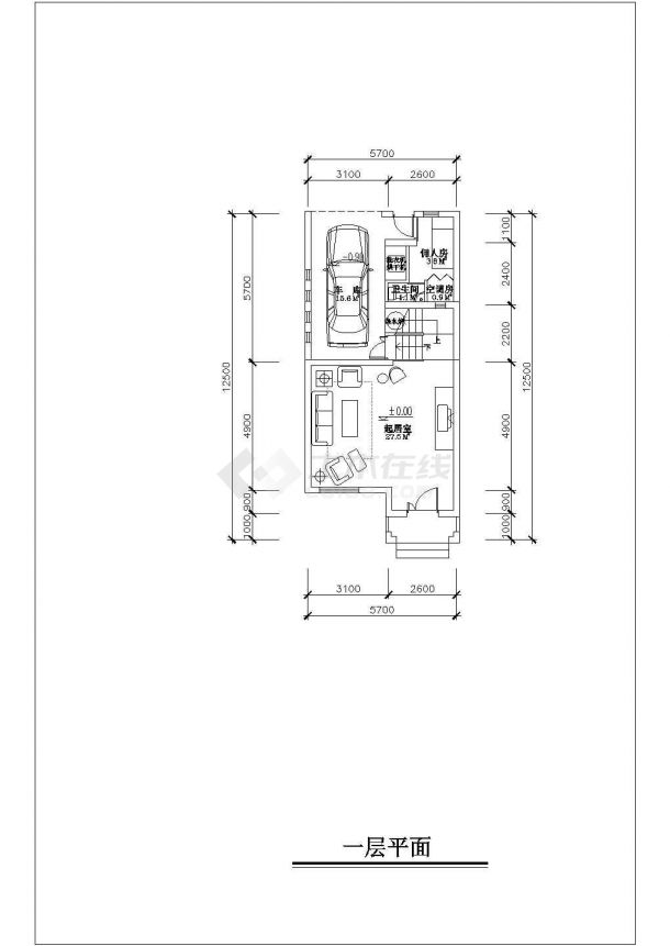 某城市带夹层联排别墅装修布置设计CAD图纸-图一