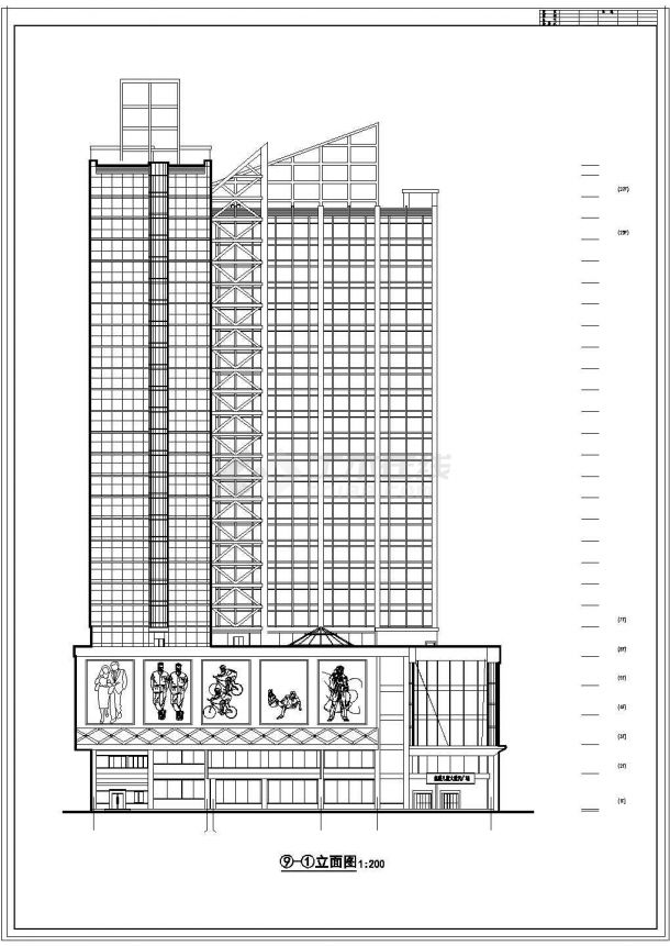 某地区高层综合商业楼建筑设计cad施工图纸-图二