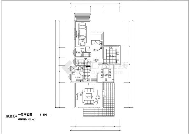 某城市独立别墅中式建筑装修设计施工CAD图纸-图一