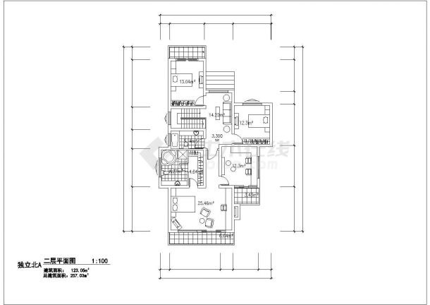 某城市独立别墅中式建筑装修设计施工CAD图纸-图二