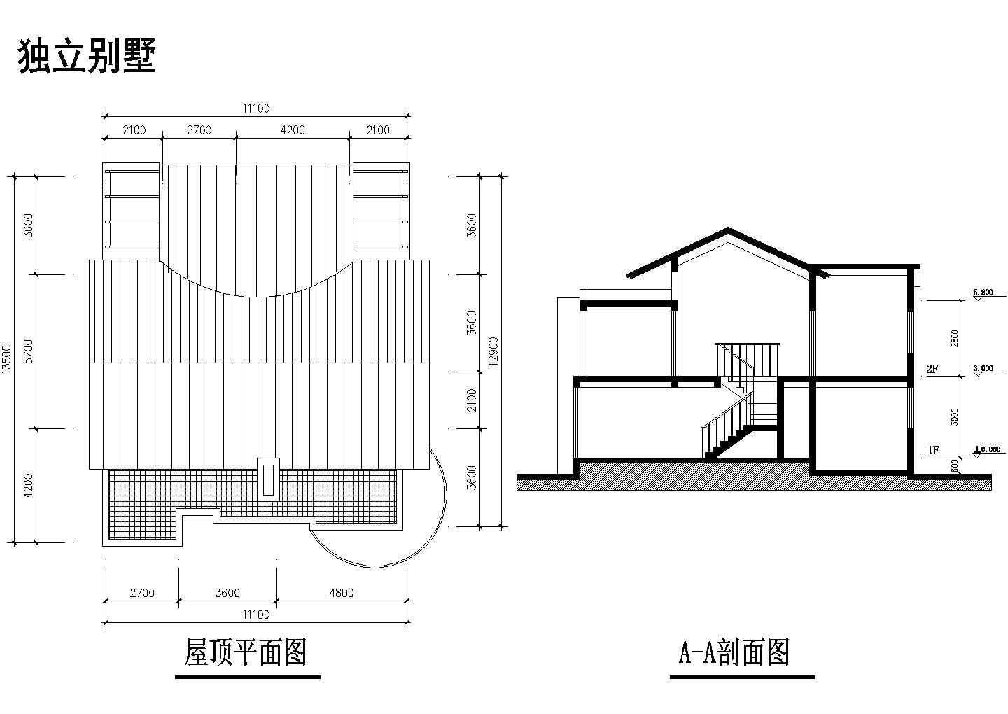 某城市独立别墅建筑设计施工CAD图纸
