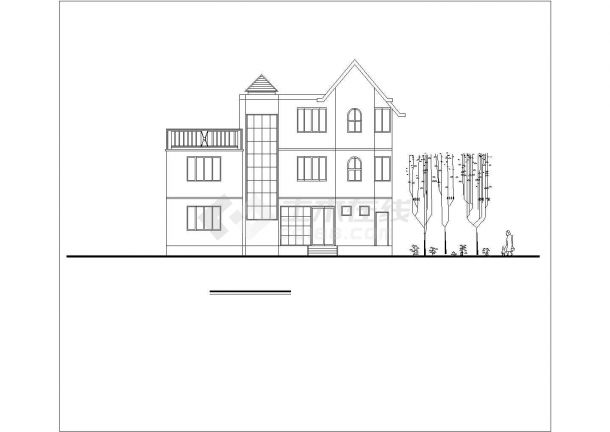 某城市独立别墅建筑设计方案施工CAD图纸-图一