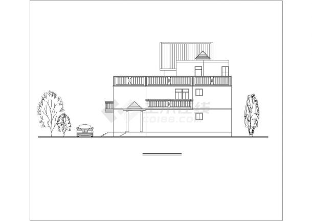 某城市独立别墅建筑设计方案施工CAD图纸-图二