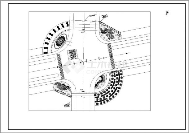 某新修建道路CAD全套绿化设计施工图-图一