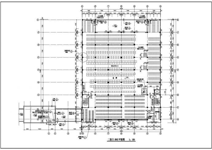 某厂房框架结构CAD详细设计大样平立剖面图_图1