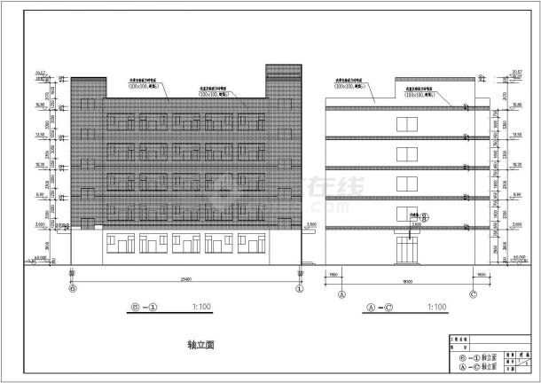 为某城市工厂宿舍楼设计施工CAD图纸-图二