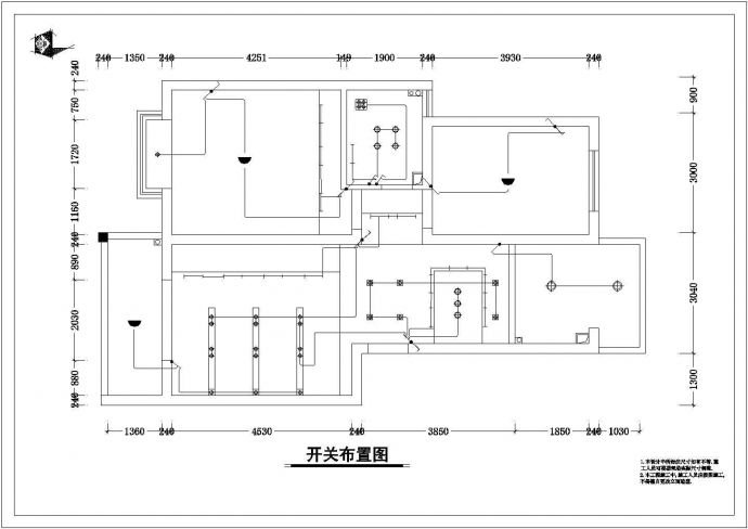 兰溪住宅区二房型样板房现代风格室内装修设计cad全套施工图（标注详细）_图1