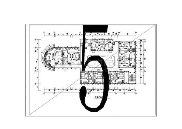 银川市某风景区内部假日酒店装修设计CAD图纸-图二