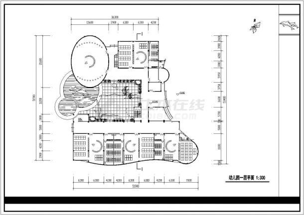 某幼儿园3层建筑规划设计平面布置图-图二