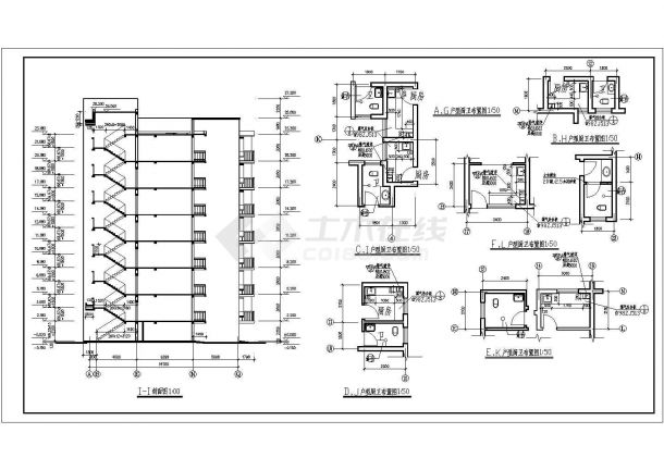 邕宁五象岭某住宅楼设计施工CAD图纸-图二