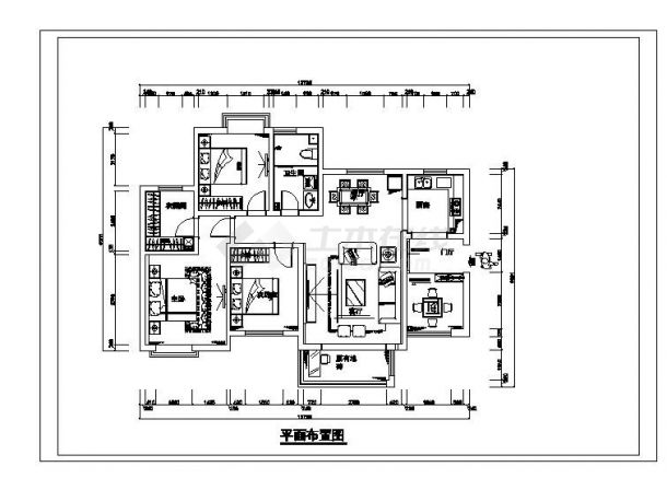 100平方三居室住宅装修CAD施工图-图一