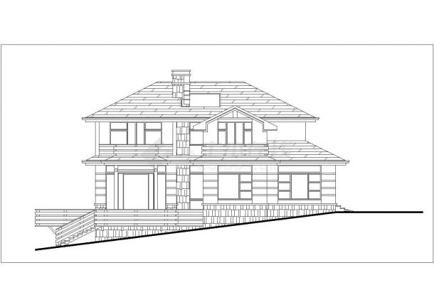 舟山市长顺花苑小区2层砖混结构单体别墅平立面设计CAD图纸-图二