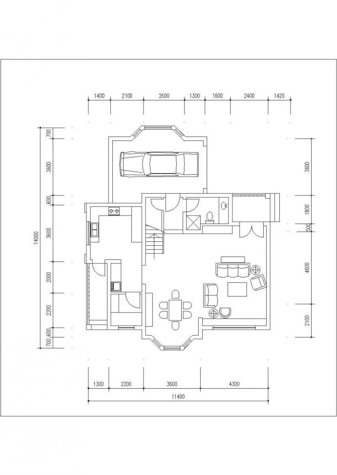 咸阳市前进新村某2层砖混结构单体别墅平立面设计CAD图纸_图1
