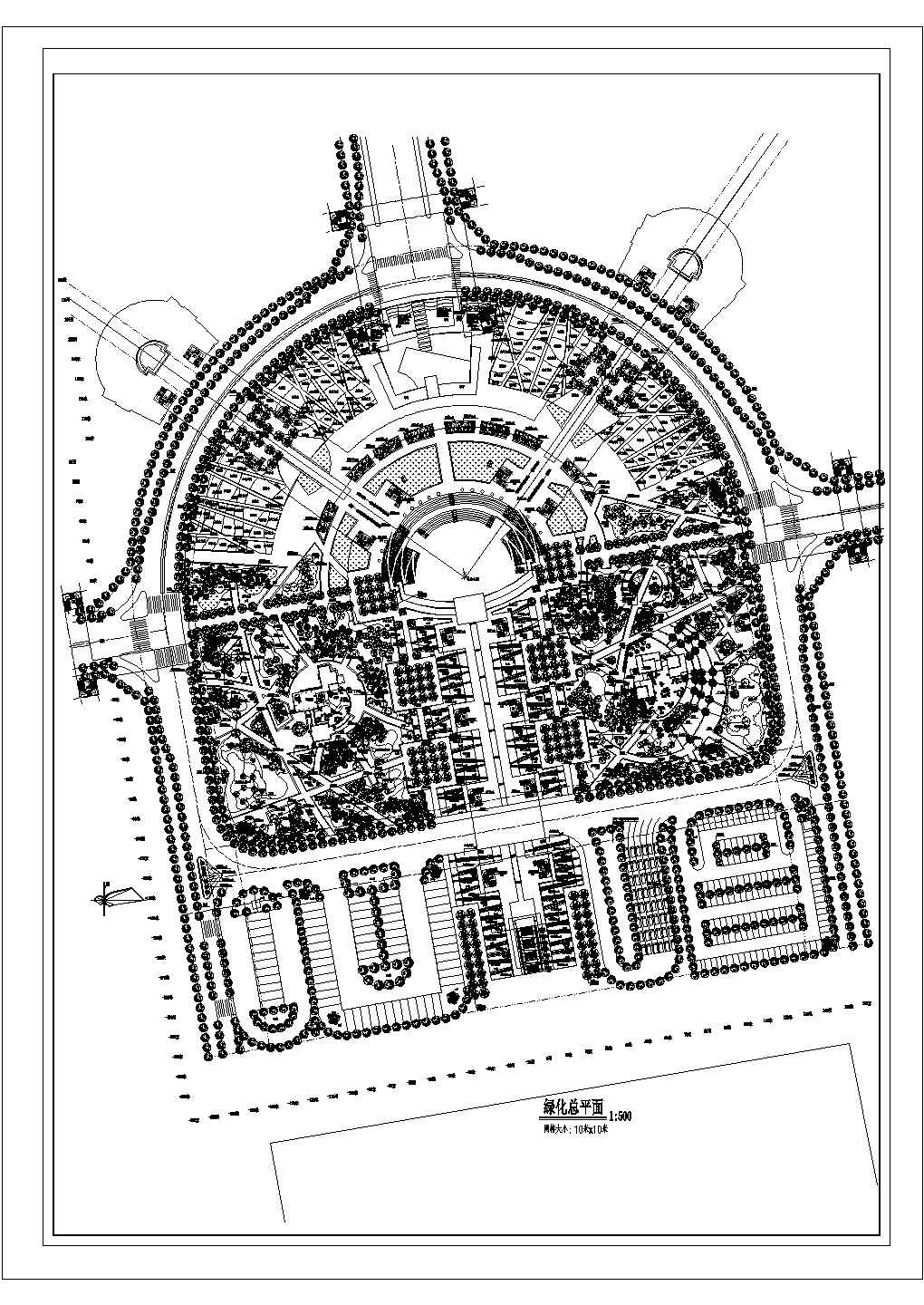 某张家界火车站广场绿化CAD景观设计总平面图