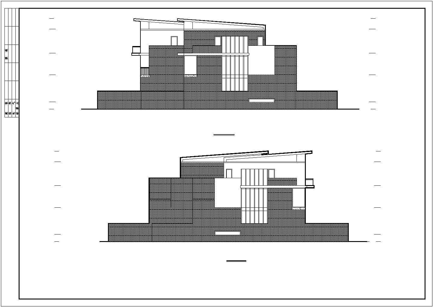 芜湖市某别墅区1400平米3层框混结构联排别墅全套建筑设计CAD图纸
