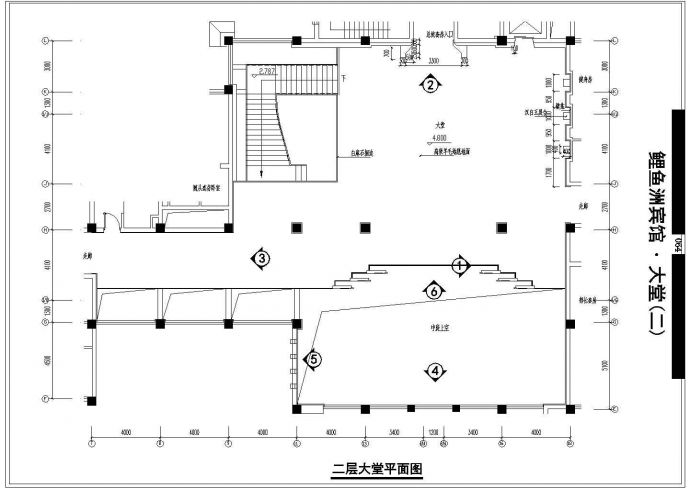 鲤鱼洲宾馆建筑设计cad图纸_图1