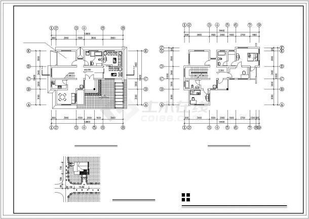 汉中市南郑区某现代村镇3层砖混结构别墅建筑设计CAD图纸（含效果图）-图一