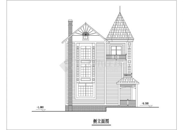 上海市某社区280平3层框架结构欧式别墅平立面设计CAD图纸（含夹层）-图一