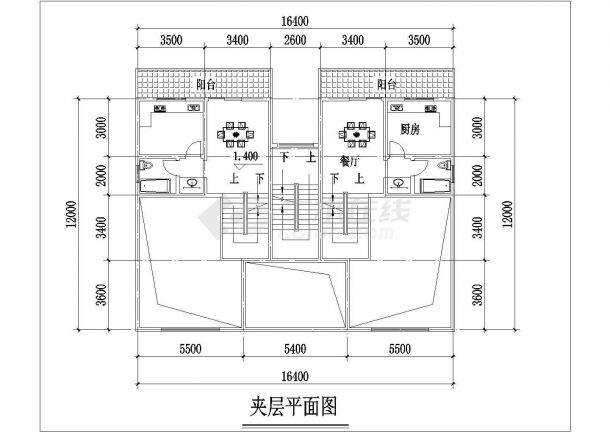 224+245平米5层框架结构联排别墅全套平面设计CAD图纸（1楼2户）-图二