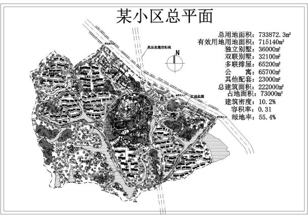 某别墅区CAD设计构造施工总平面-图一