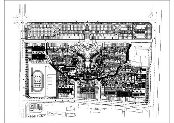 某广景别苑小区规划CAD设计平面施工总图_图1