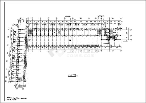 某城市工商大学五层L型学生宿舍楼建筑设计cad图（含卫生间阳台布置图）-图二
