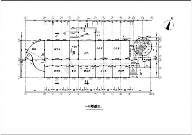 南京市浦口区某小学教学综合楼整层室内装修cad平面图纸-图二