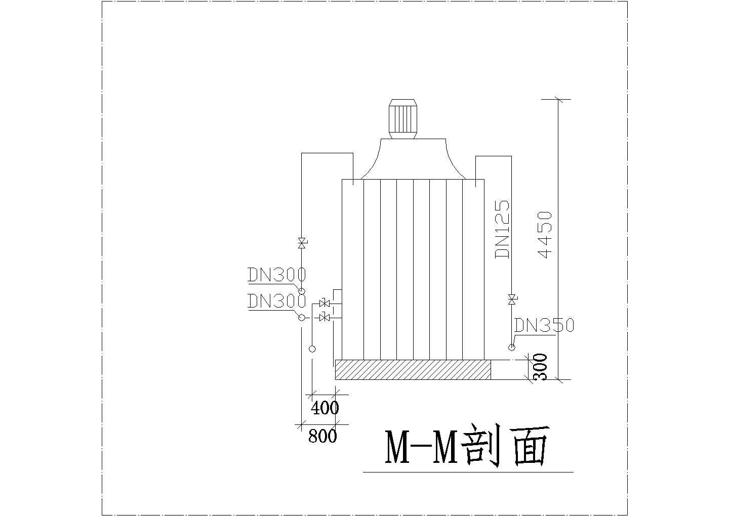 黑龙江某大型工厂冷却塔平面布置图 剖面图