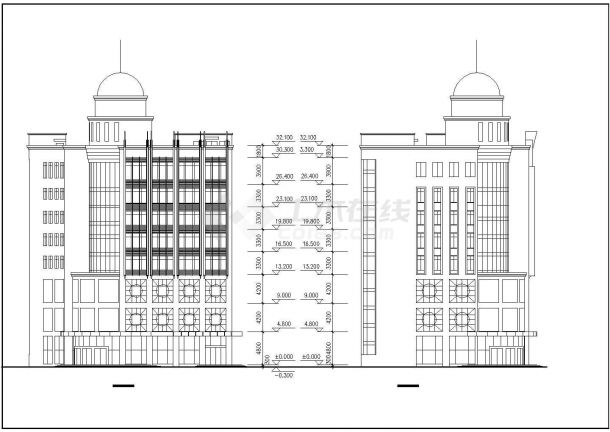 连云港市某8层欧式风格大酒店建筑设计CAD图纸-图二
