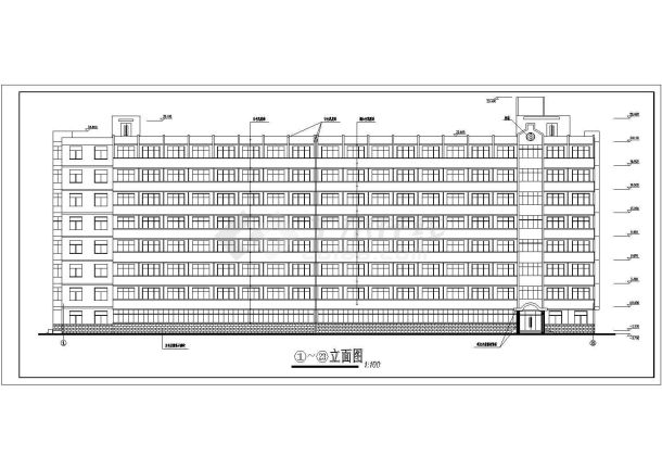 某城市农业大学地下一层地上七层多人间学生公寓建筑设计cad图（含地下室平米图）-图一