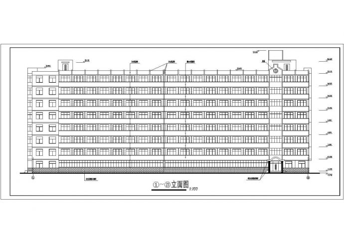 某城市农业大学地下一层地上七层多人间学生公寓建筑设计cad图（含地下室平米图）_图1