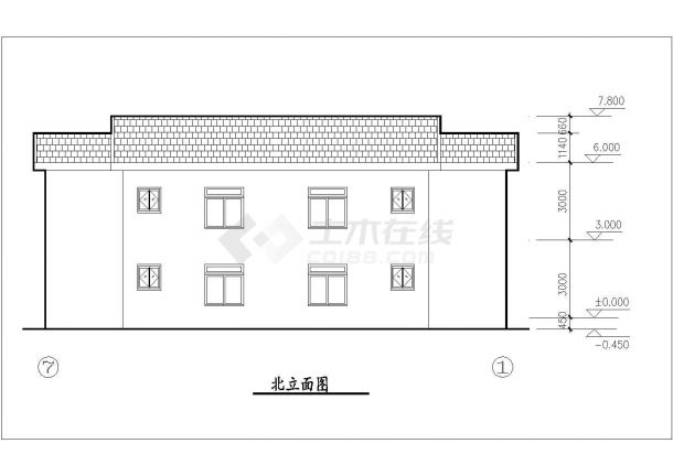 漳州市枫泾村某151平米双层砖混结构独栋别墅平立面设计CAD图纸-图二